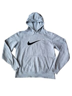 Vintage Y2K Nike Center Swoosh Logo Hoodie Medium Gray Pullover